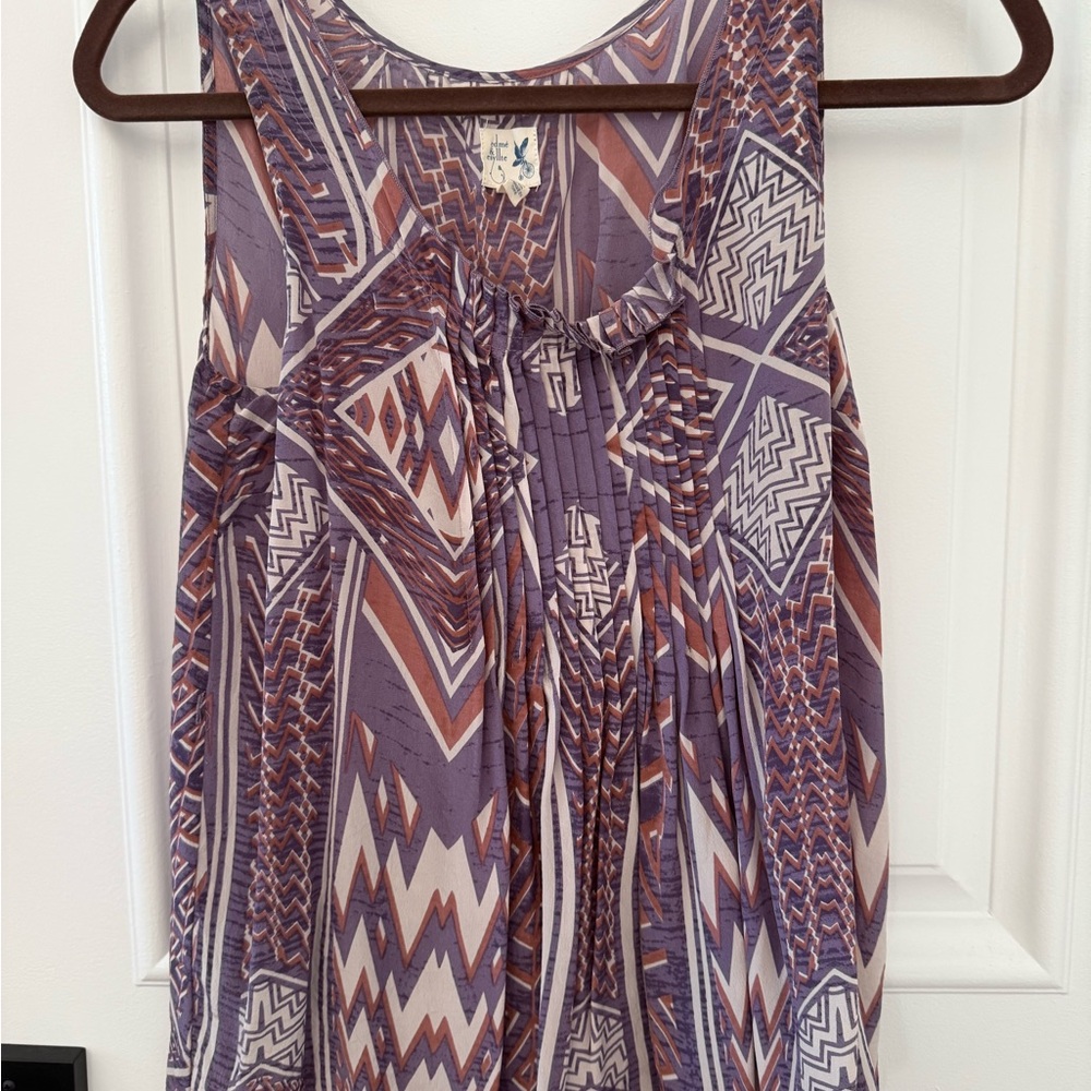 Anthropologie Eden and Esyllte Geometric Purple Brown Women's Top size S 4